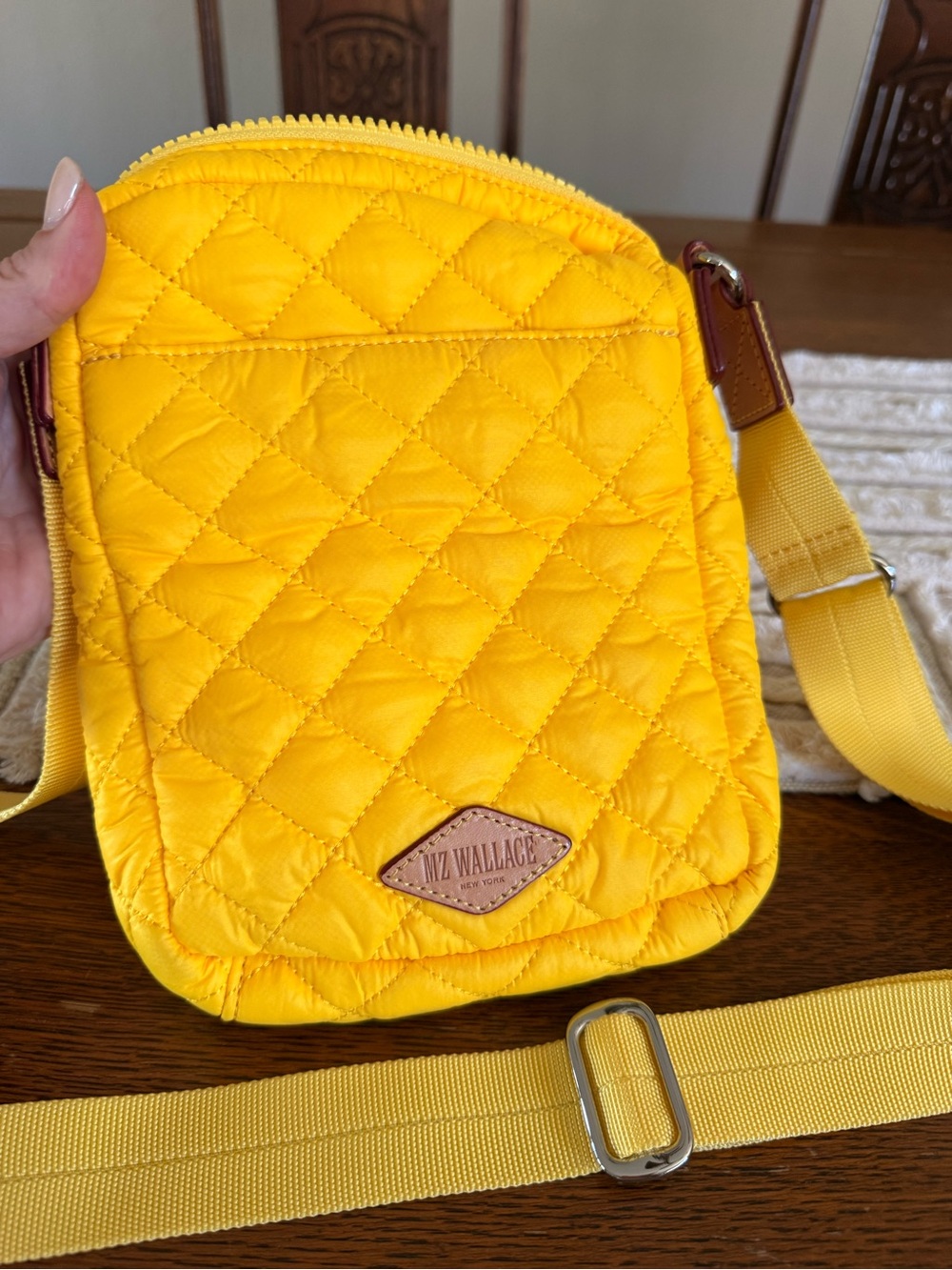 MZ Wallace Bright Yellow Quilted Nylon Crossbody